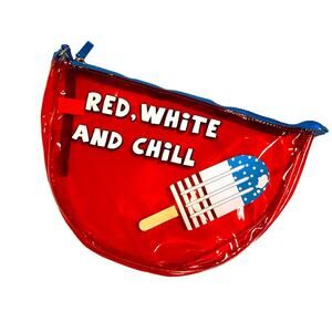 No Boundaries Jelly Half Moon Red White & Blue Beach Pouch